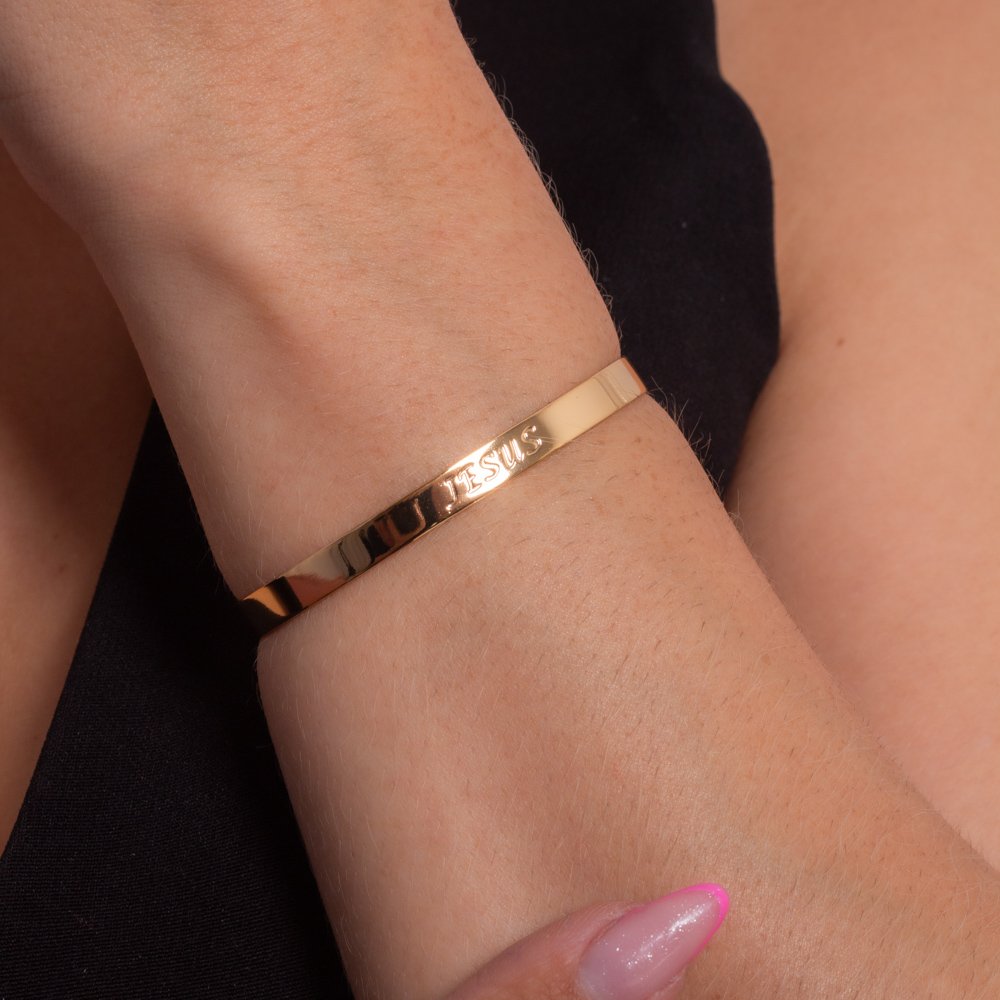 Brc-15-Fo Bracelete Chapado Escrito: Jesus