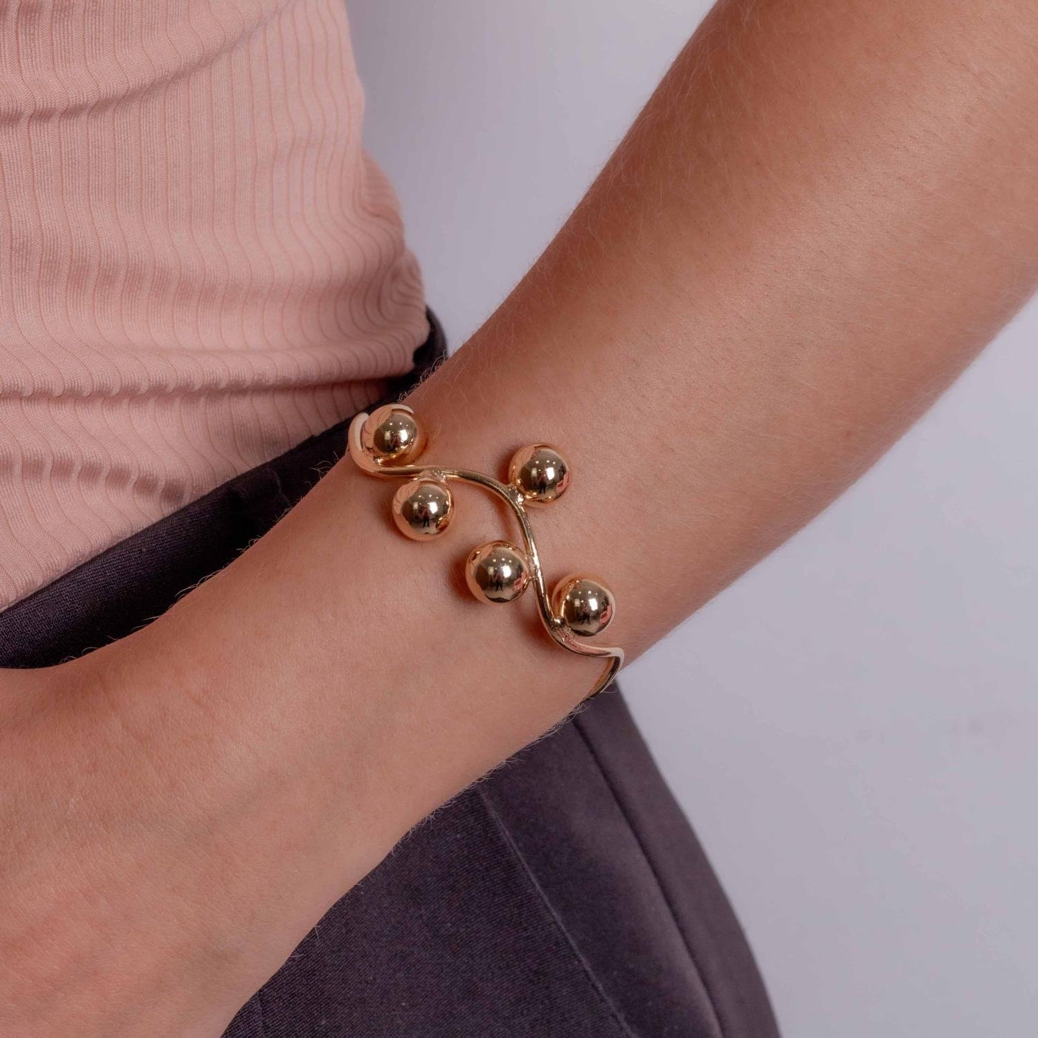 Brc-171-Fo Bracelete Ondulado Com Bolinhas.