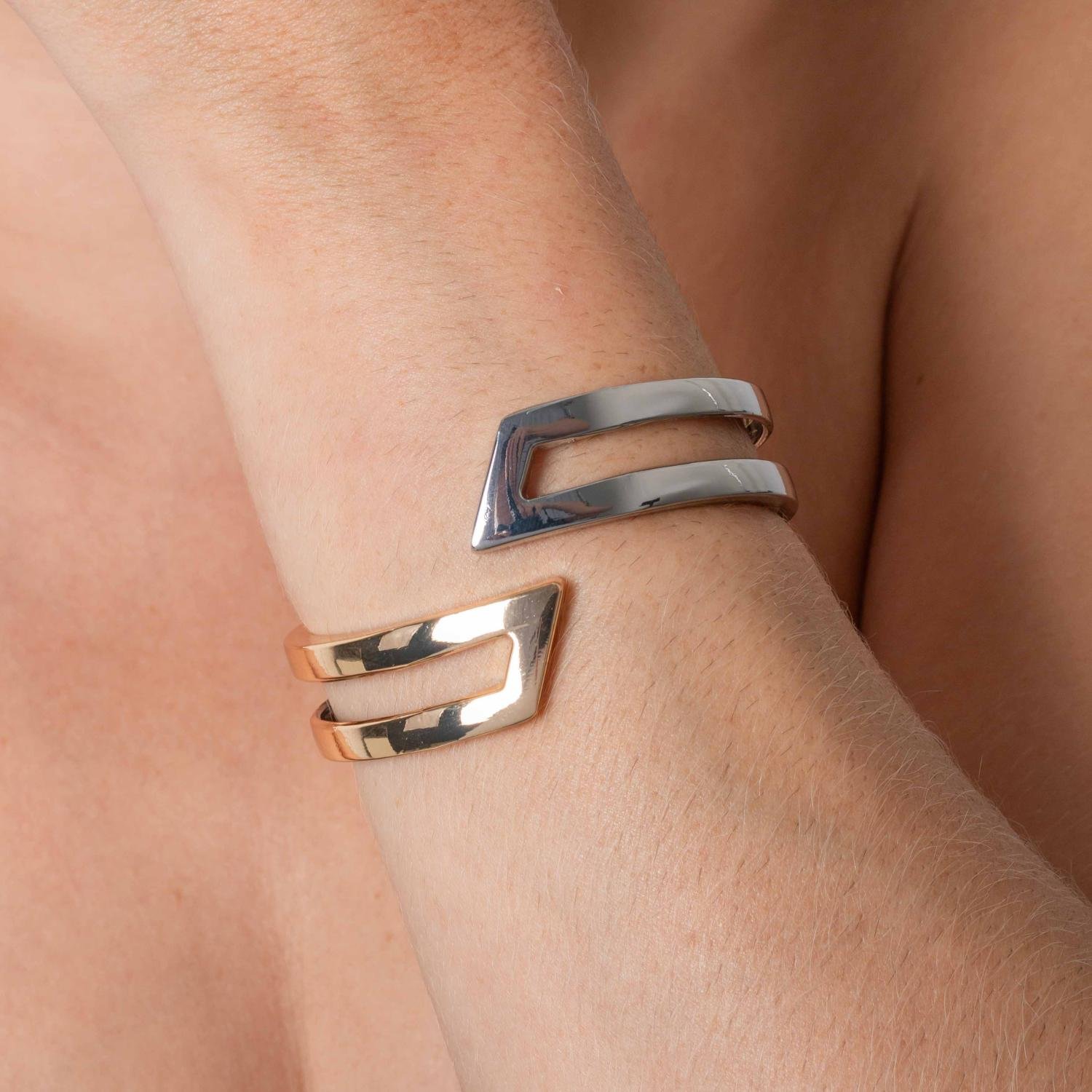 Brc-182-Fo+Pl Bracelete Maxi Vazado - Banho Italiano.