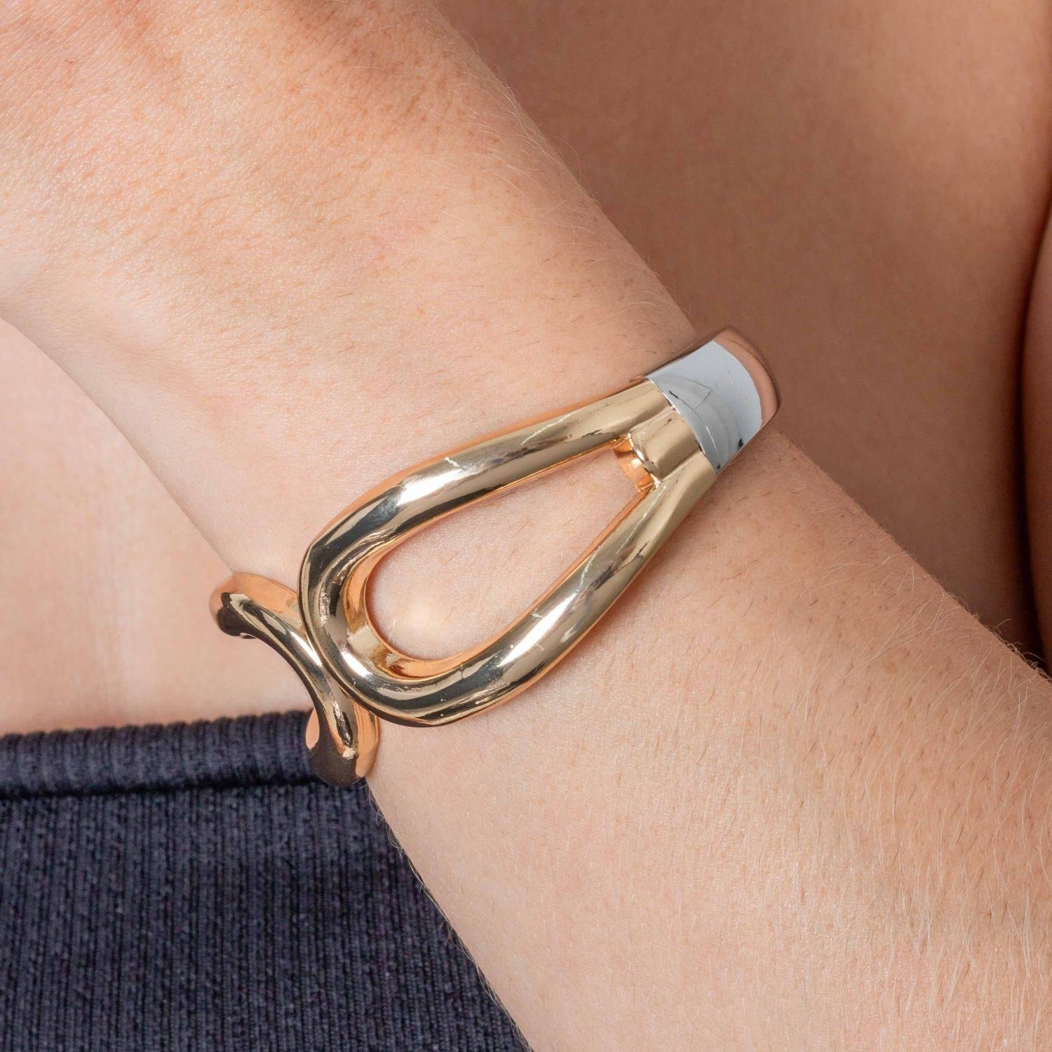 Brc-191-Fo+Pl Bracelete Maxi Orgânico Vazado - Banho Italiano.