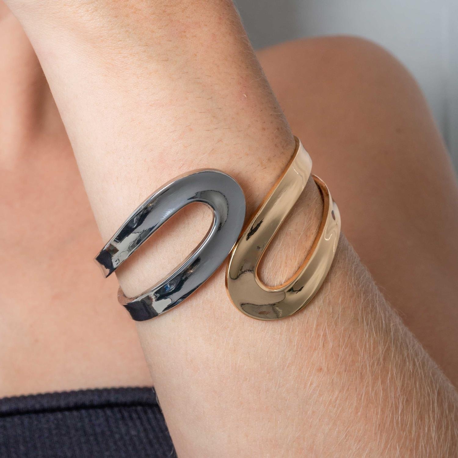 Brc-194-Fo+Pl Bracelete Maxi Vazado - Banho Italiano.