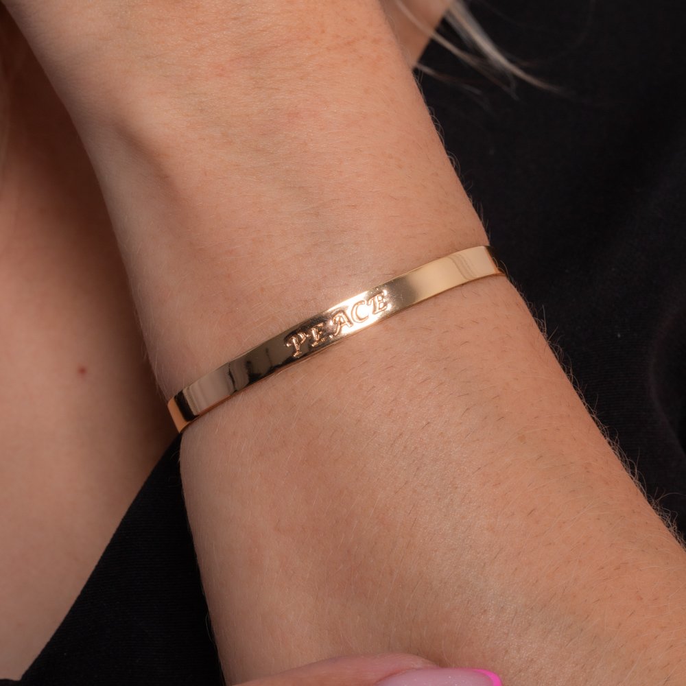 Brc-20-Fo Bracelete Chapado Escrito: Peace