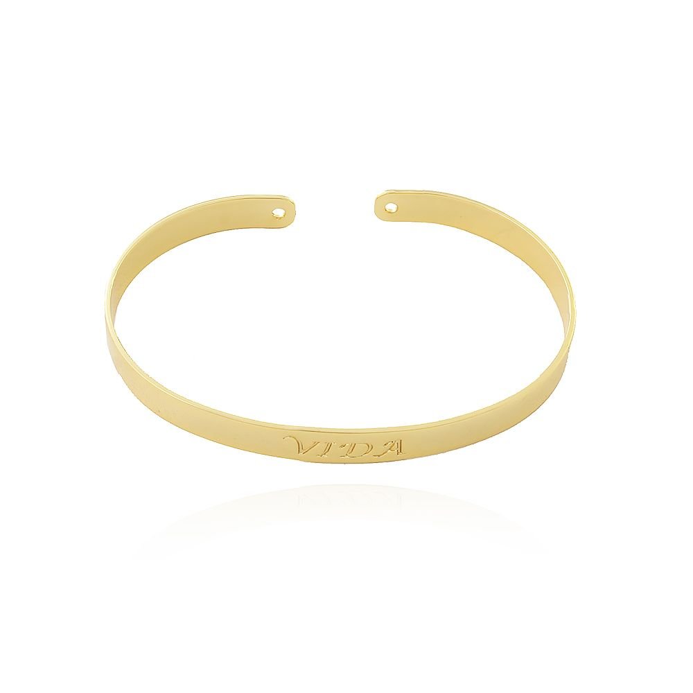 Brc-21-Fo Bracelete Chapado Escrito: Vida