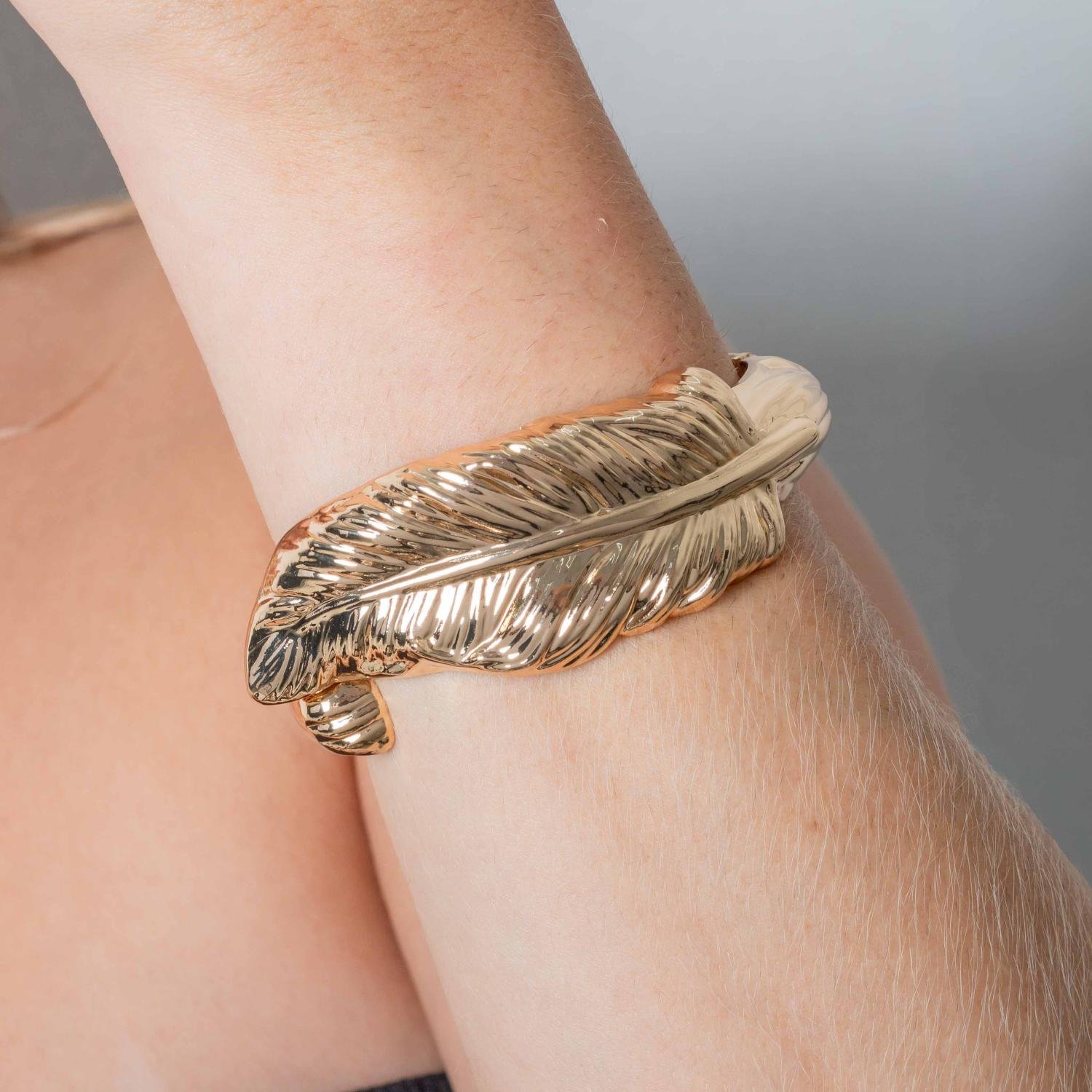 Brc-210-Fo Bracelete Maxi Folh - Banho Italiano.