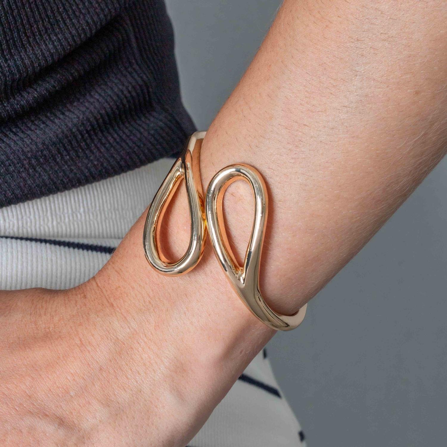 Brc-217-Fo Bracelete Maxi Gota Vazado - Banho Italiano.