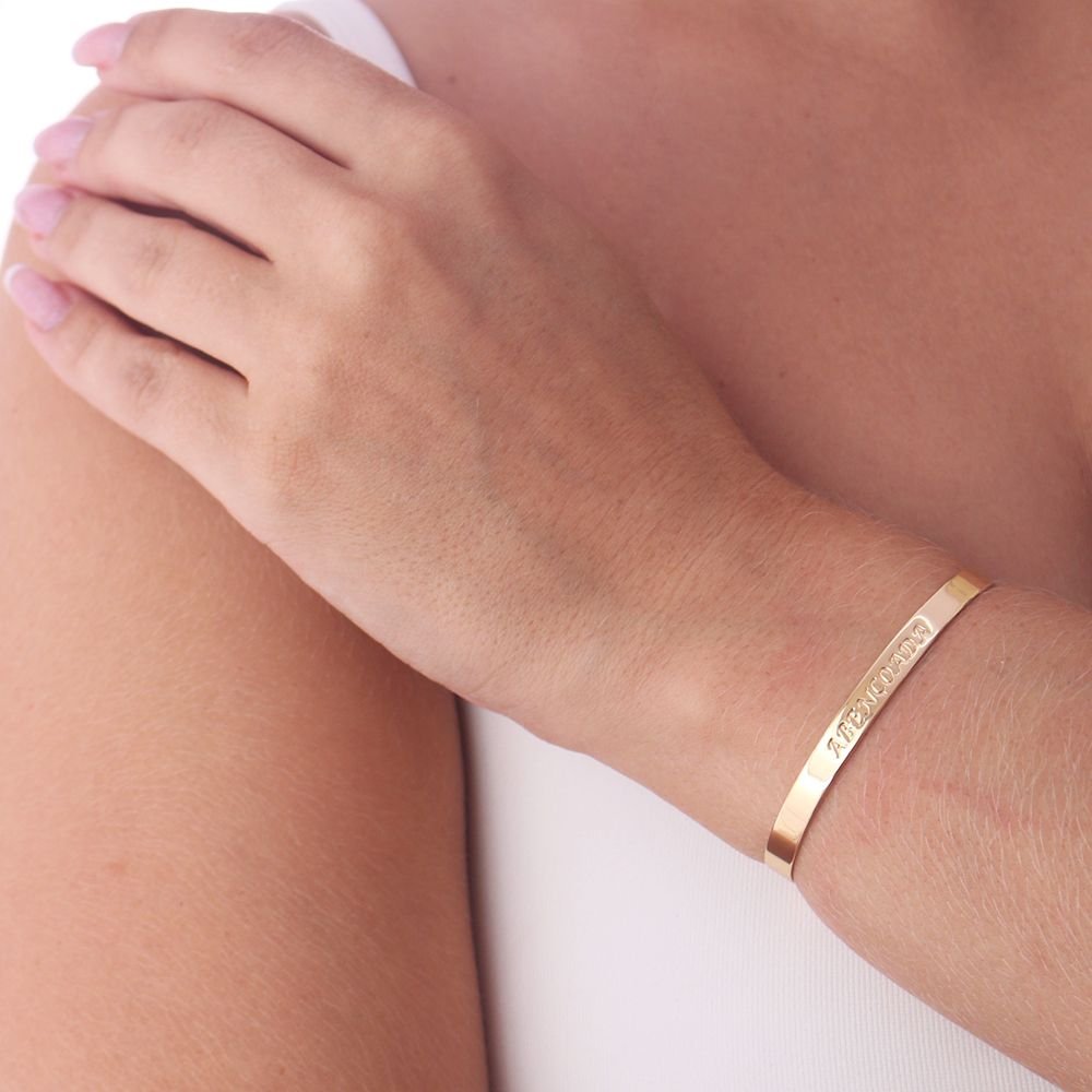 Brc-23-Fo Bracelete Chapado Escrito: Abençoada