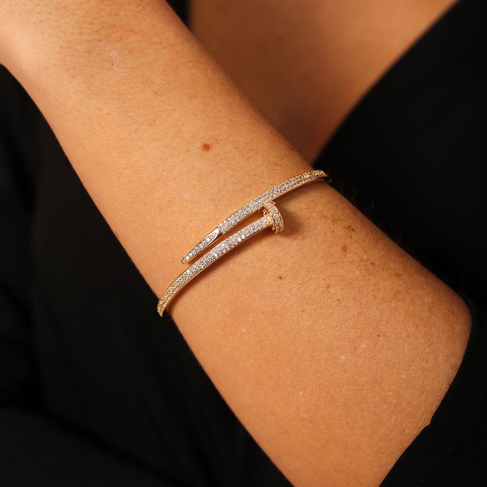 Brc-59-Fo Bracelete De Prego Cravejado Com Micro Zircônias Cristal