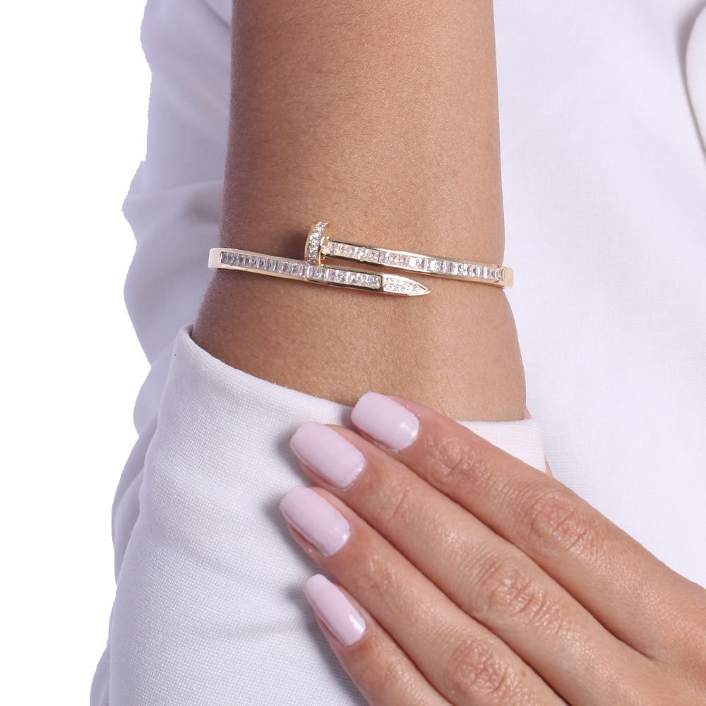 Brc-60-Fo Bracelete De Prego Cravejado Com Micro Zircônias Cristal