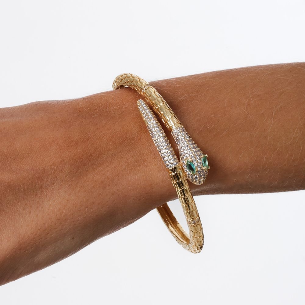 Brc-67-Fo Bracelete De Cobra Cravejado Com Micro Zircônias