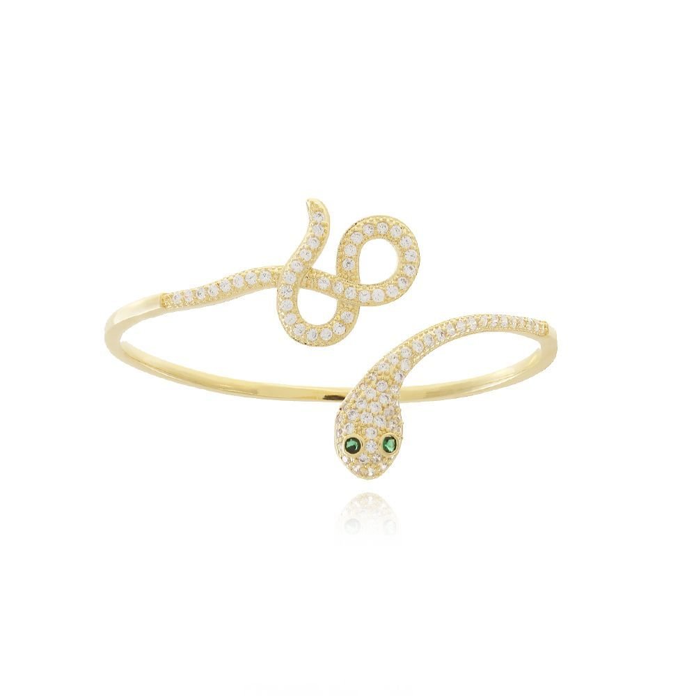 Brc-69-Fo Bracelete De Cobra Cravejada Com Micro Zircônias Cristal