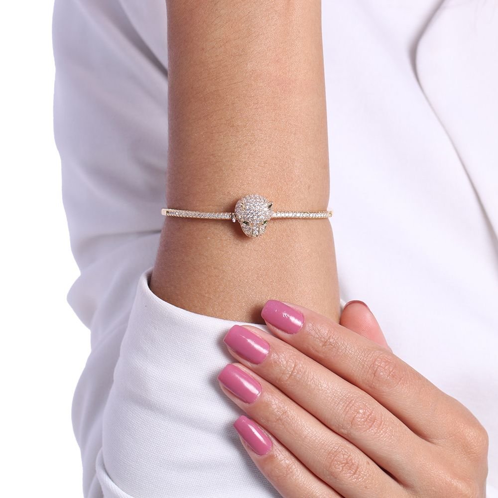 Brc-71-Fo Bracelete Guepardo Cravejado Com Micro Zircônias