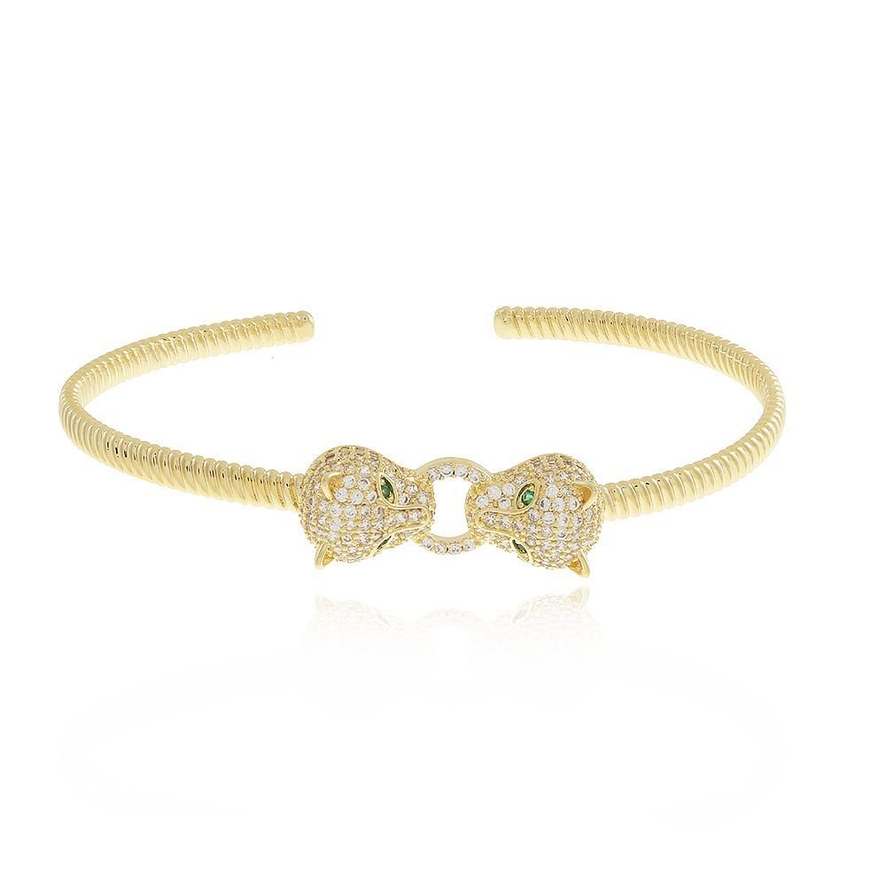 Brc-72-Fo Bracelete Guepardo Duplo Cravejado