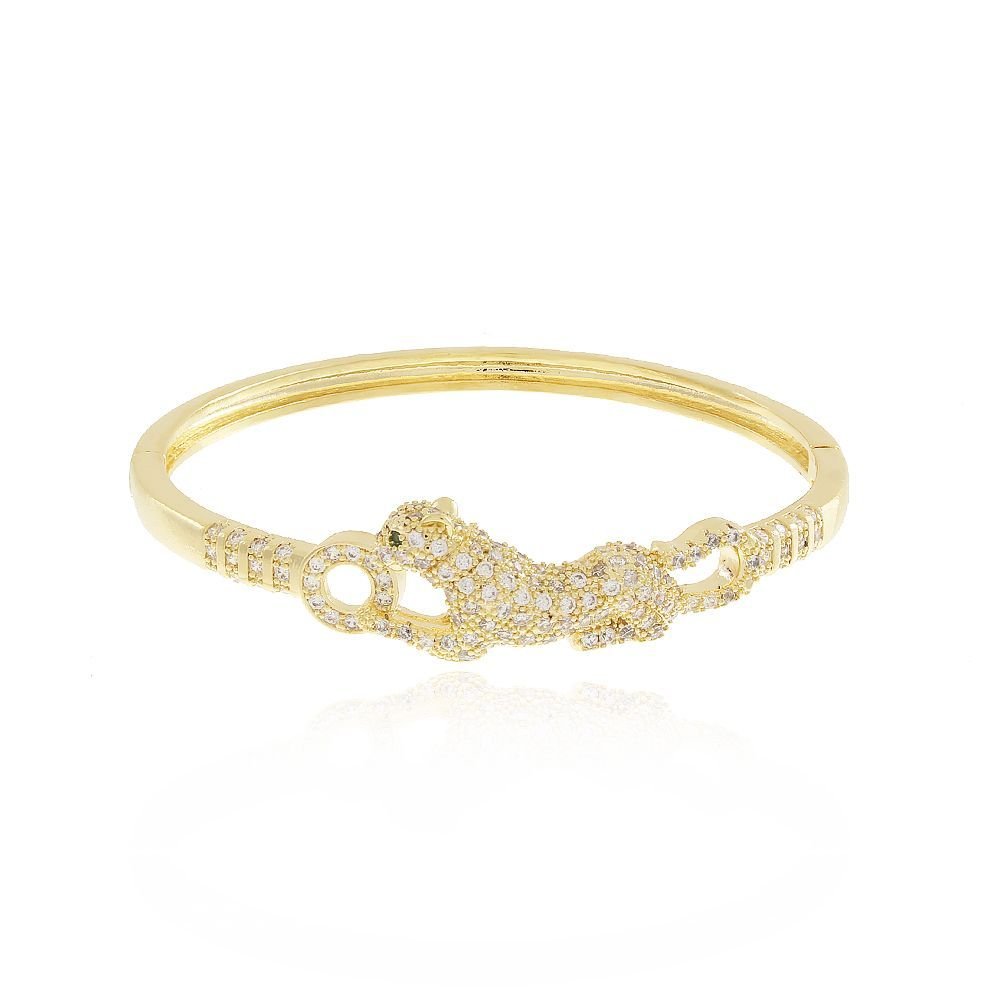 Brc-73-Fo Bracelete Guepardo Cravejado Com Micro Zircônias