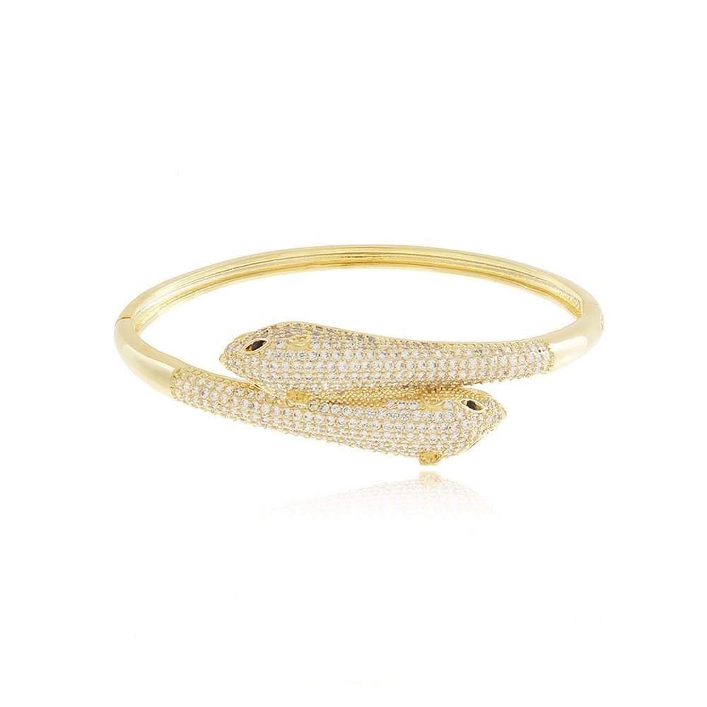 Brc-74-Fo Bracelete Guepardo Cravejado Com Micro Zircônias
