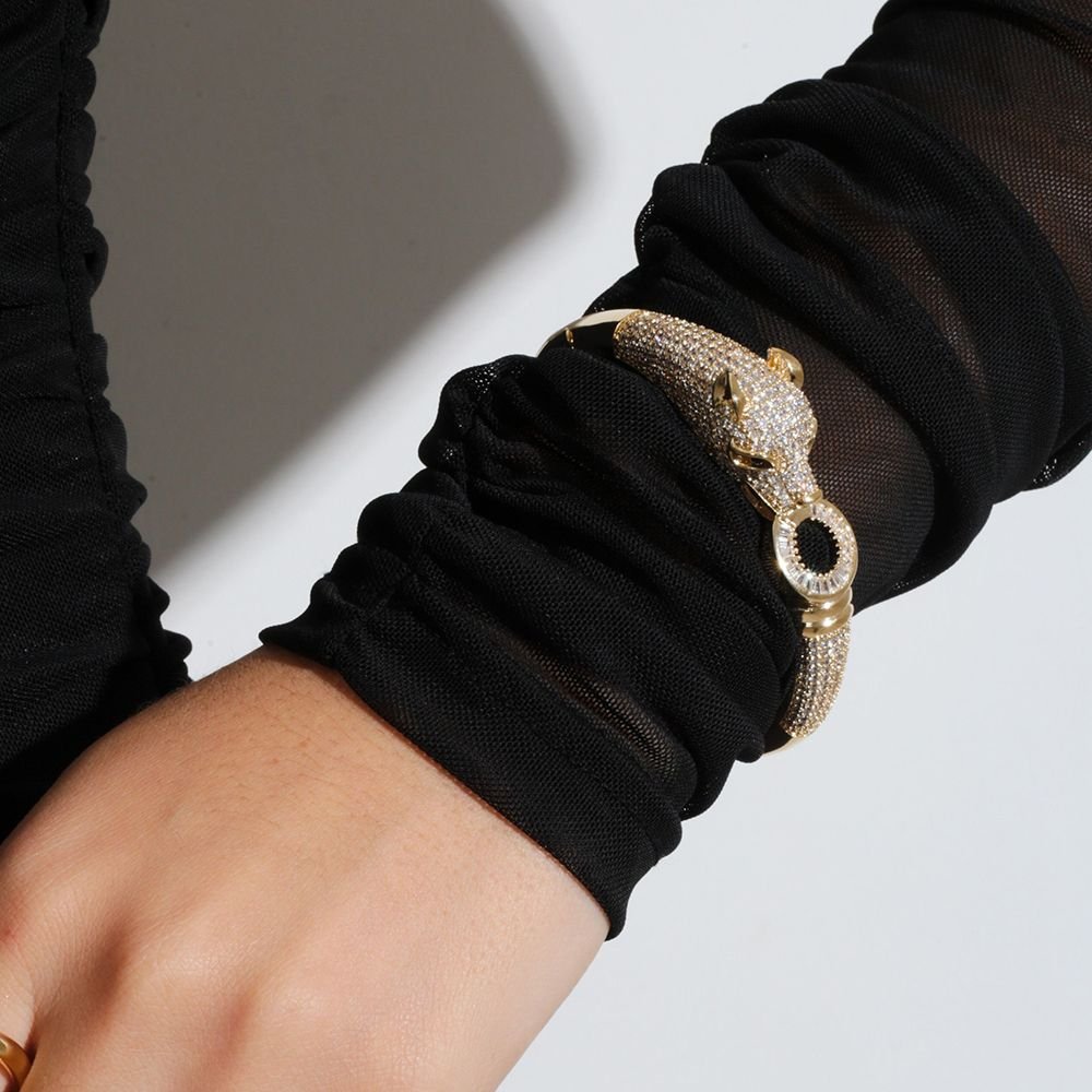 Brc-76-Fo Bracelete Guepardo Cravejado Com Micro Zircônias