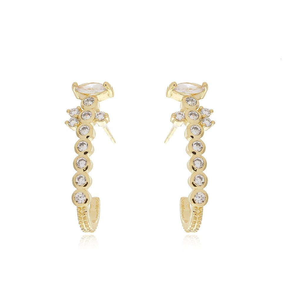 Brd-1110-Do Brinco Ear Hook Cravejado Cristal
