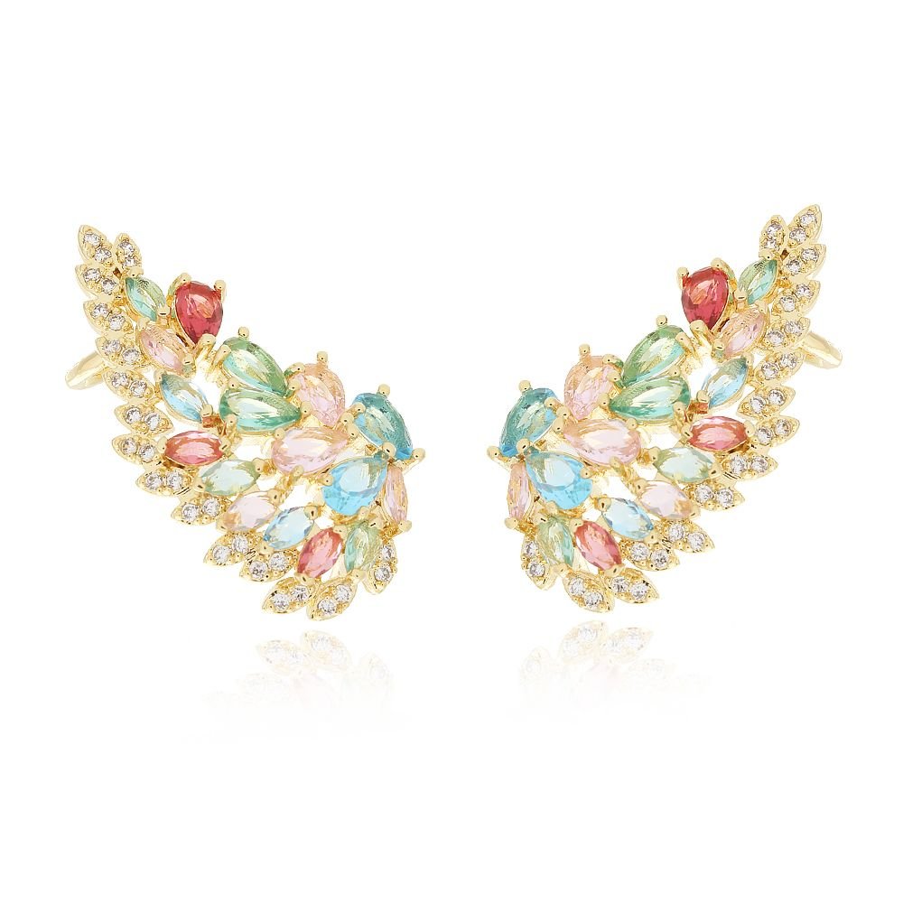 Brd-1113-Do Brinco Ear Cuff Cravejado Colorido