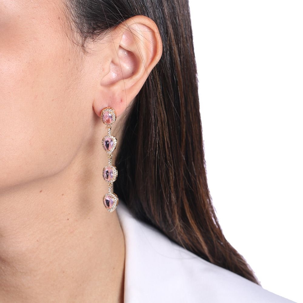 Brd-1119-Do Brinco Longo Cravejado Com Pedra E Zircônias Cristal