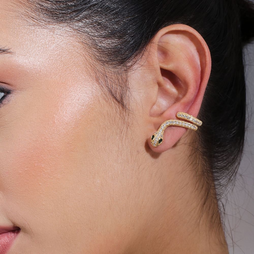 Brd-1217-Do Brinco De Cobra Ear Cuff Cravejado