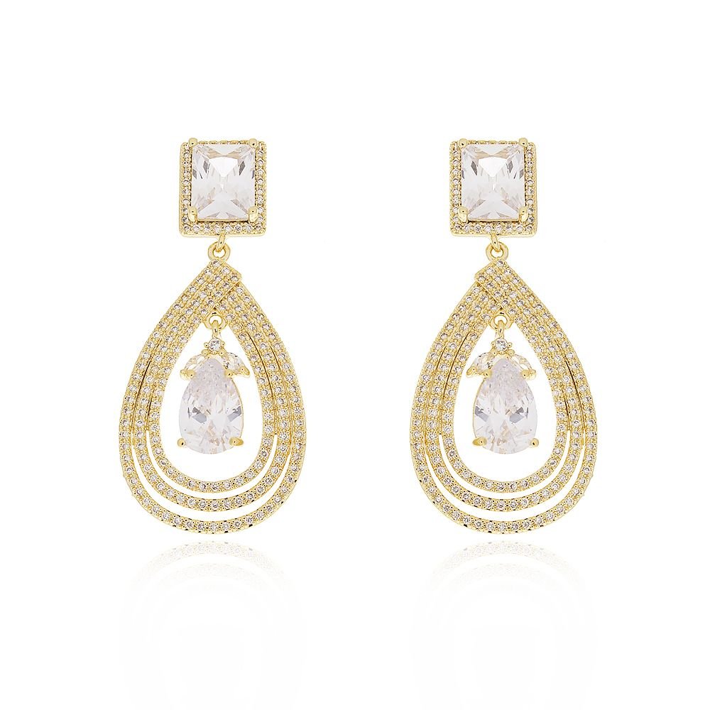 Brd-1239-Do Brinco De Gota Cravejado Cristal