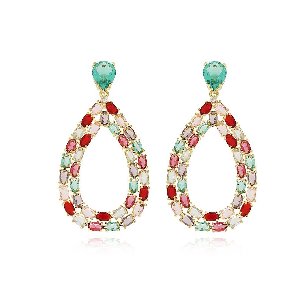 Brd-1273-Do Brinco Oval Cravejado De Zircônias Cristal
