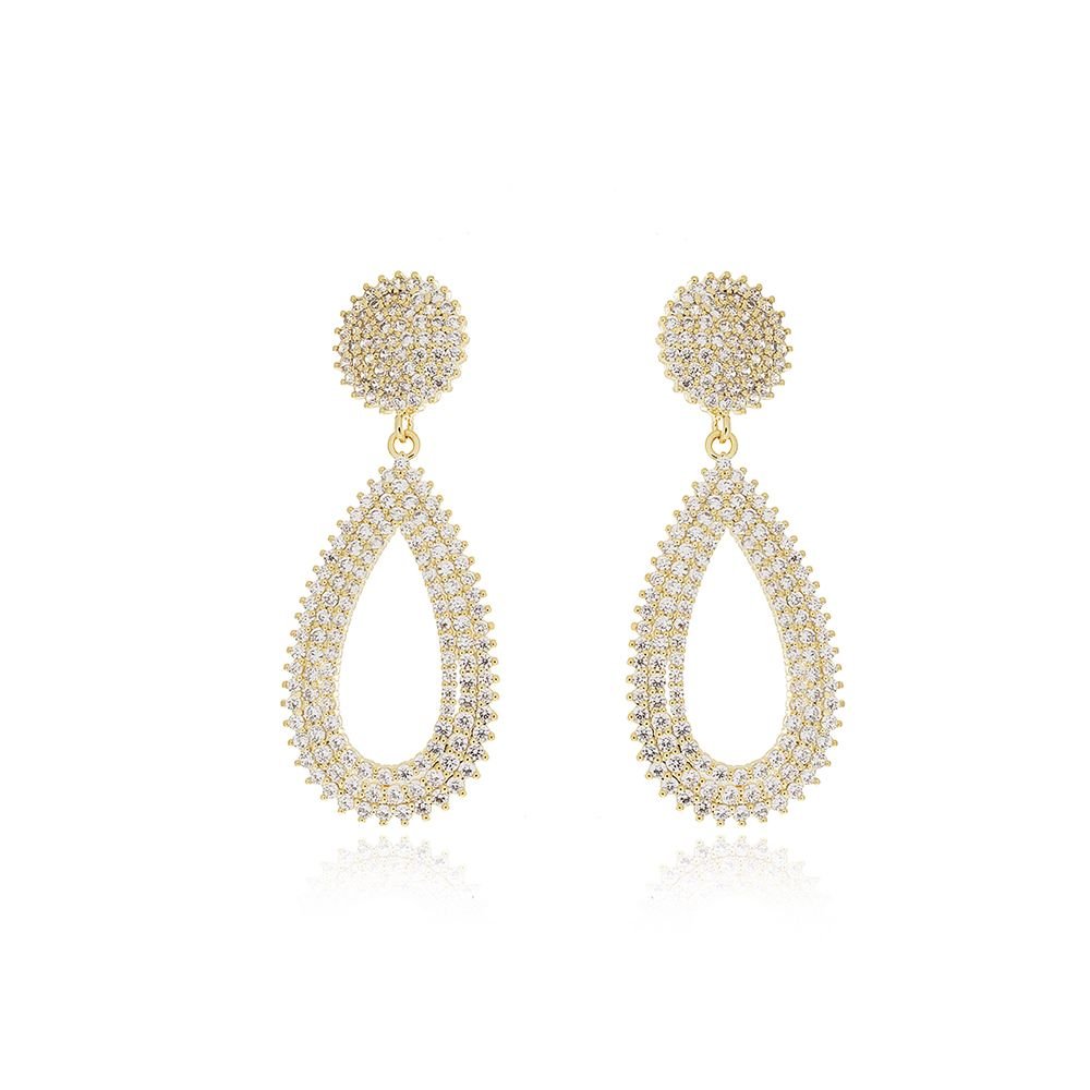 Brd-1292-Do Brinco De Gota Cravejada Com Micro Zircônias