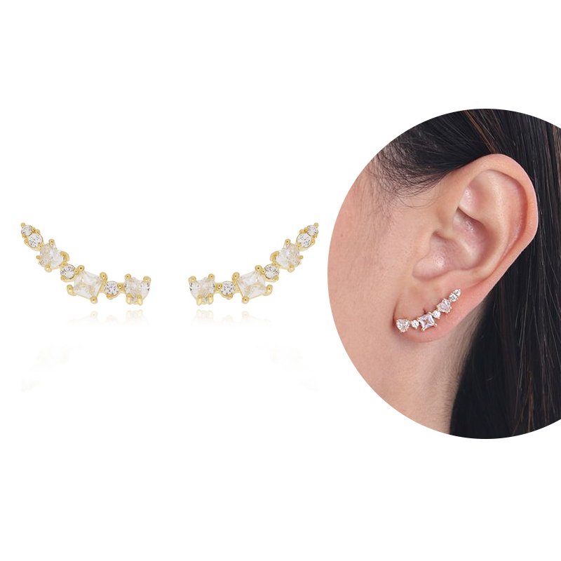 Brd-1295-Do Brinco Ear Cuff Cravejado
