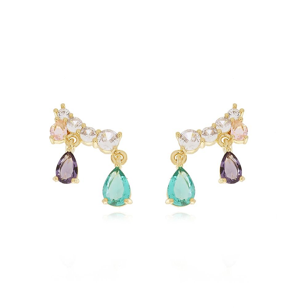 Brd-1297-Do Brinco Com Pêndulos De Gotas Cristal