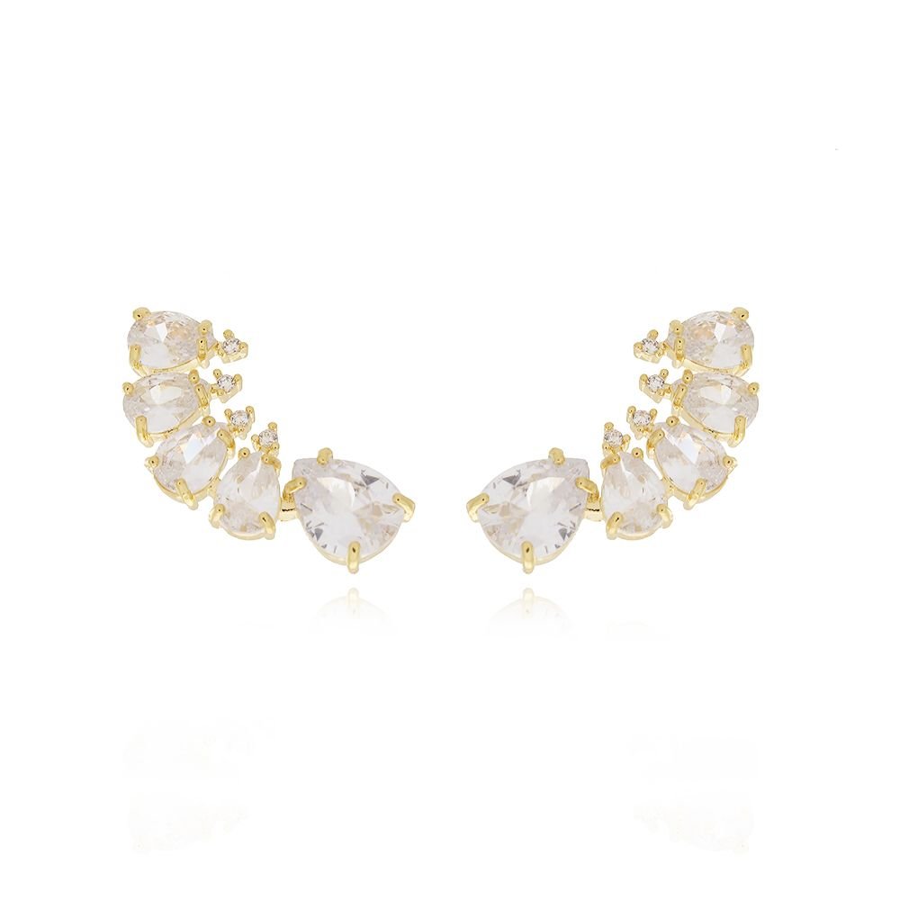 Brd-1298-Do Brinco De Gotas Cravejadas Cristal