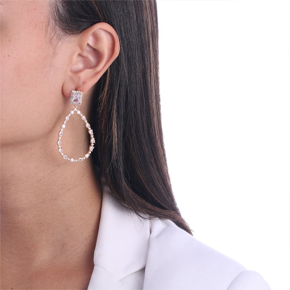 Brd-1318-Do Brinco De Gota Cravejada Cristal