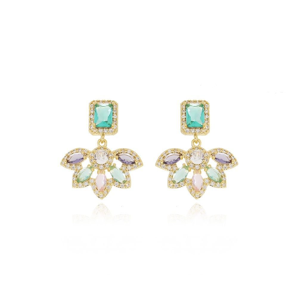 Brd-1319-Do Brinco De Pedra Verde+Cristal