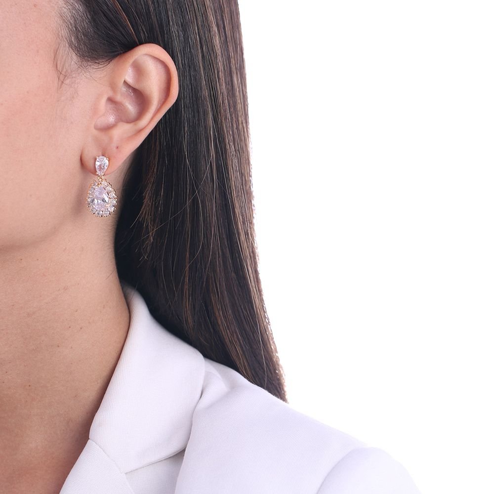 Brd-1321-Do Brinco De Gota Cravejado Cristal