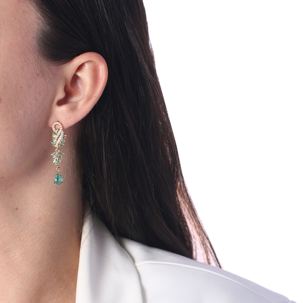 Brd-1346-Do Brinco Longo Com Pedra Turmalina E Colorido