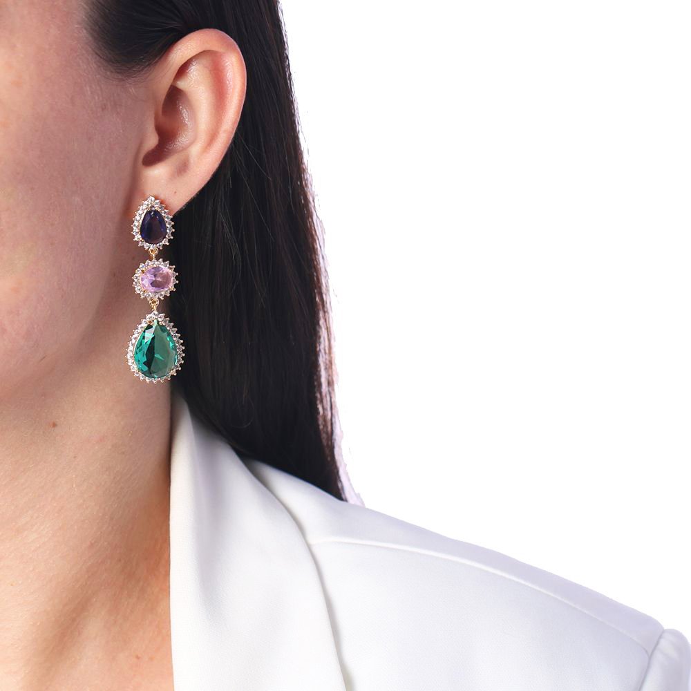 Brd-1354-Do Brinco Longo De Pedras Coloridas