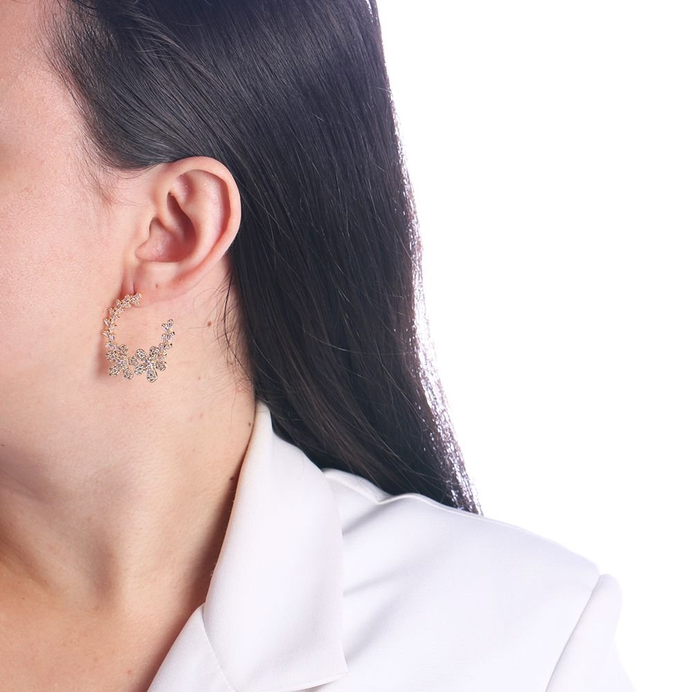 Brd-1385-Do Brinco Floral Cravejado Cristal