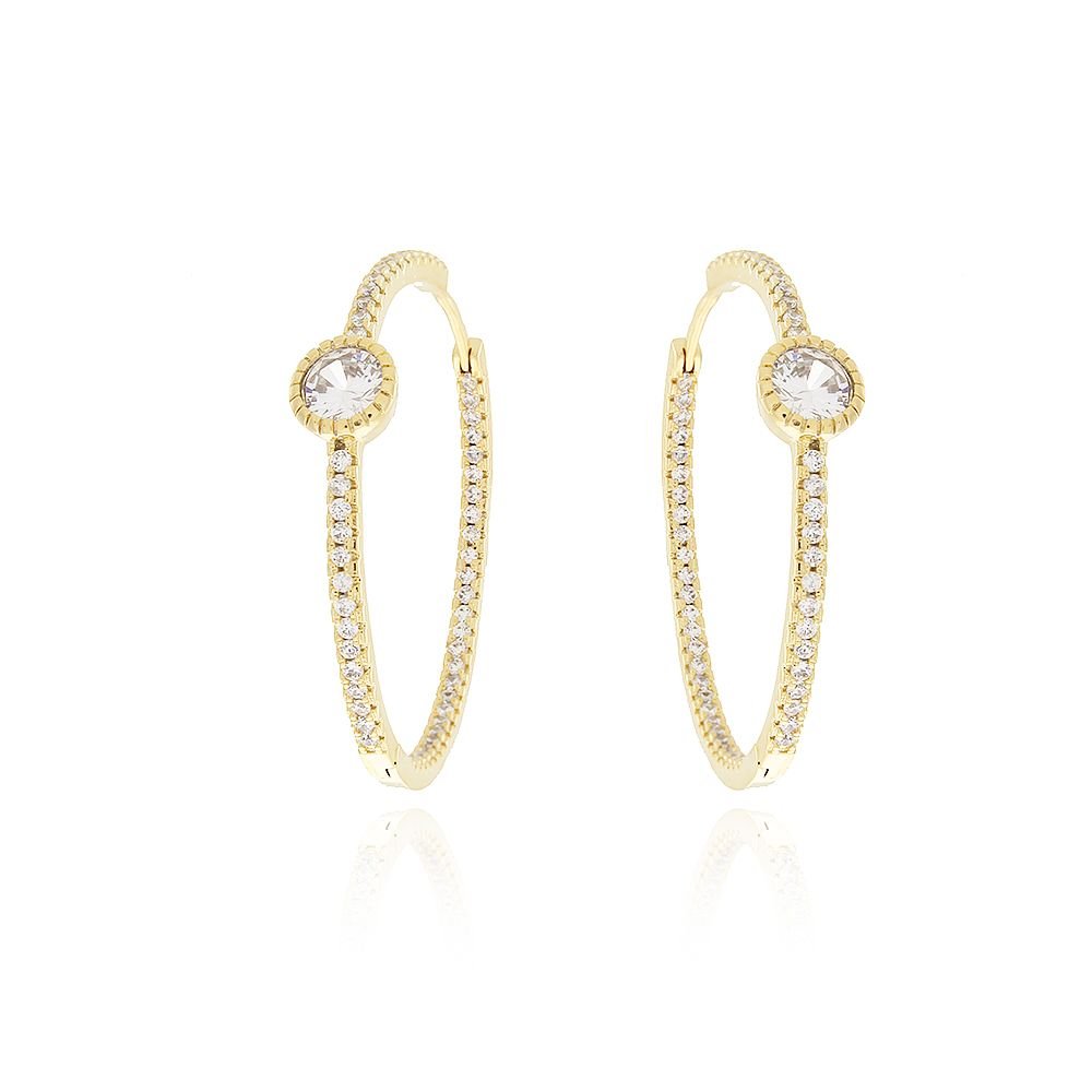 Brd-259-Do Brinco De Argola Cravejada Com Micro Zircônias