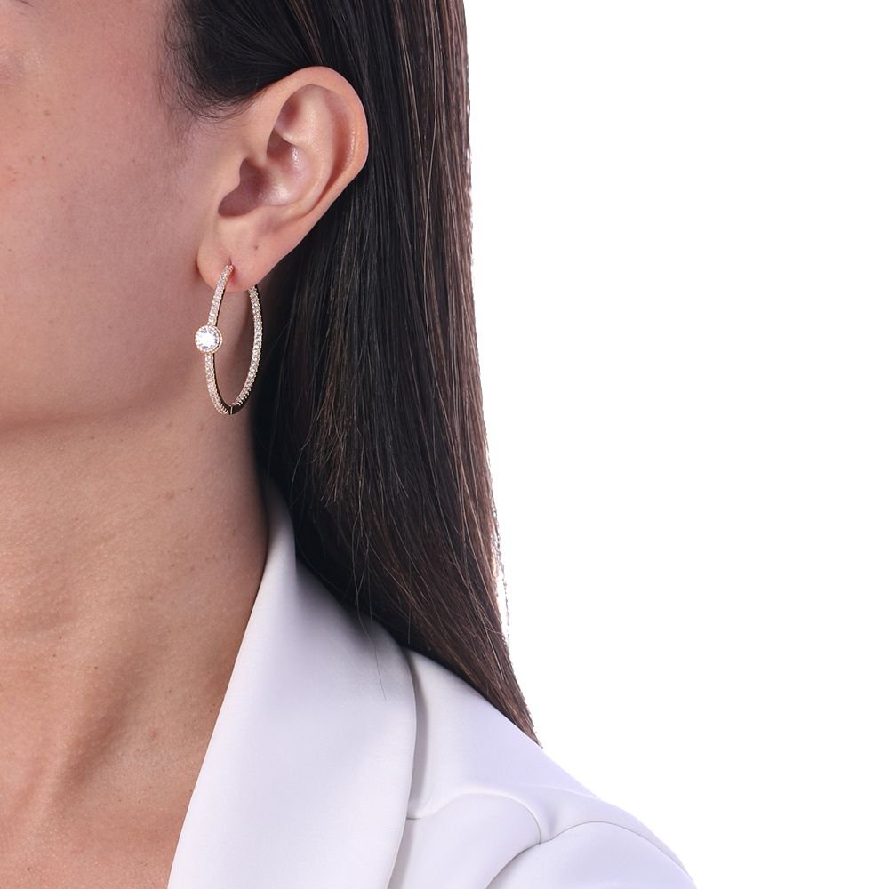 Brd-259-Do Brinco De Argola Cravejada Com Micro Zircônias