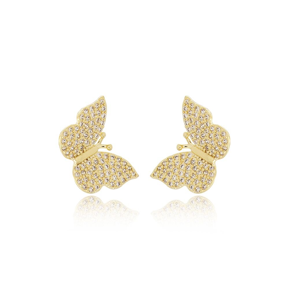 Brd-407-Do Brinco De Borboleta Cravejado Cristal