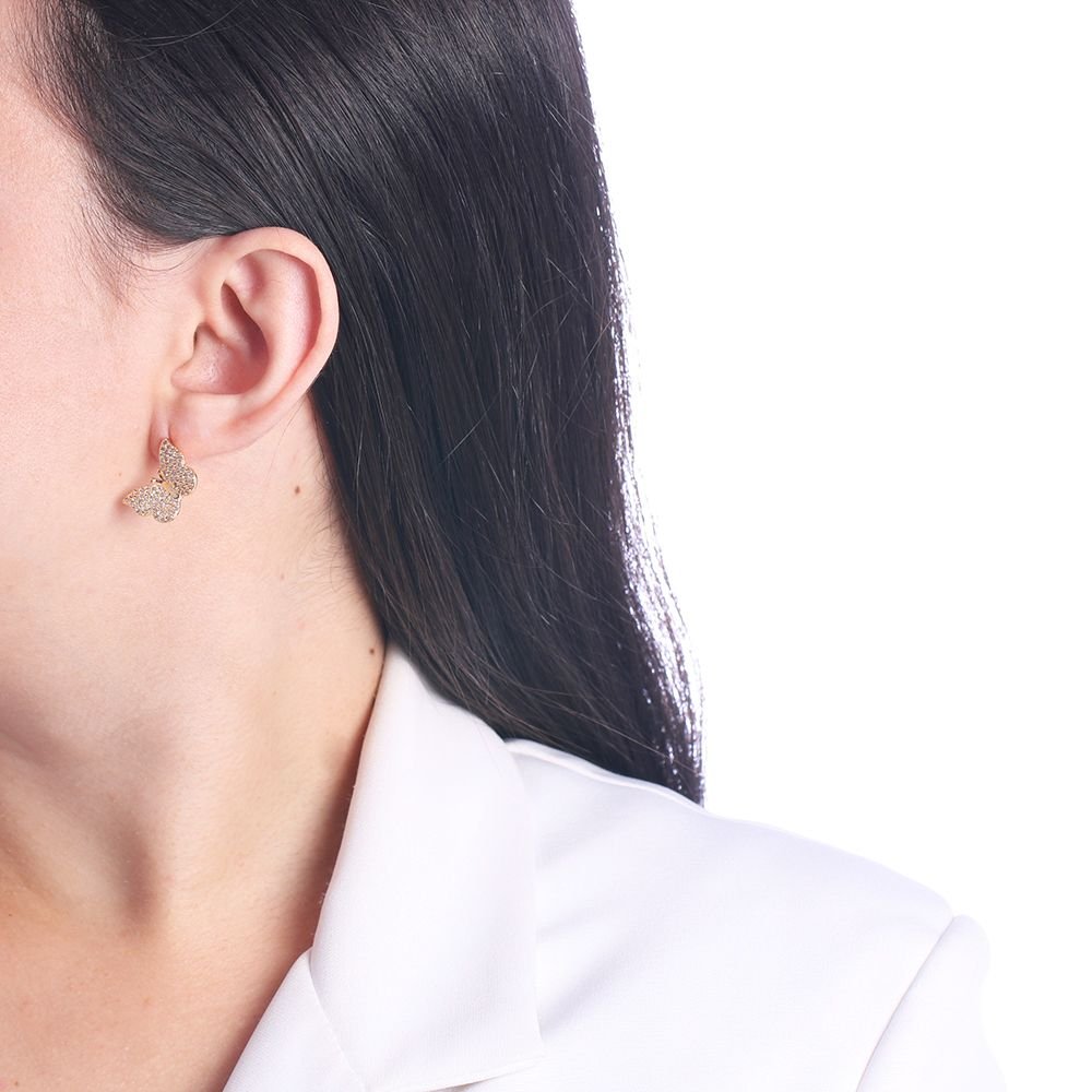 Brd-407-Do Brinco De Borboleta Cravejado Cristal