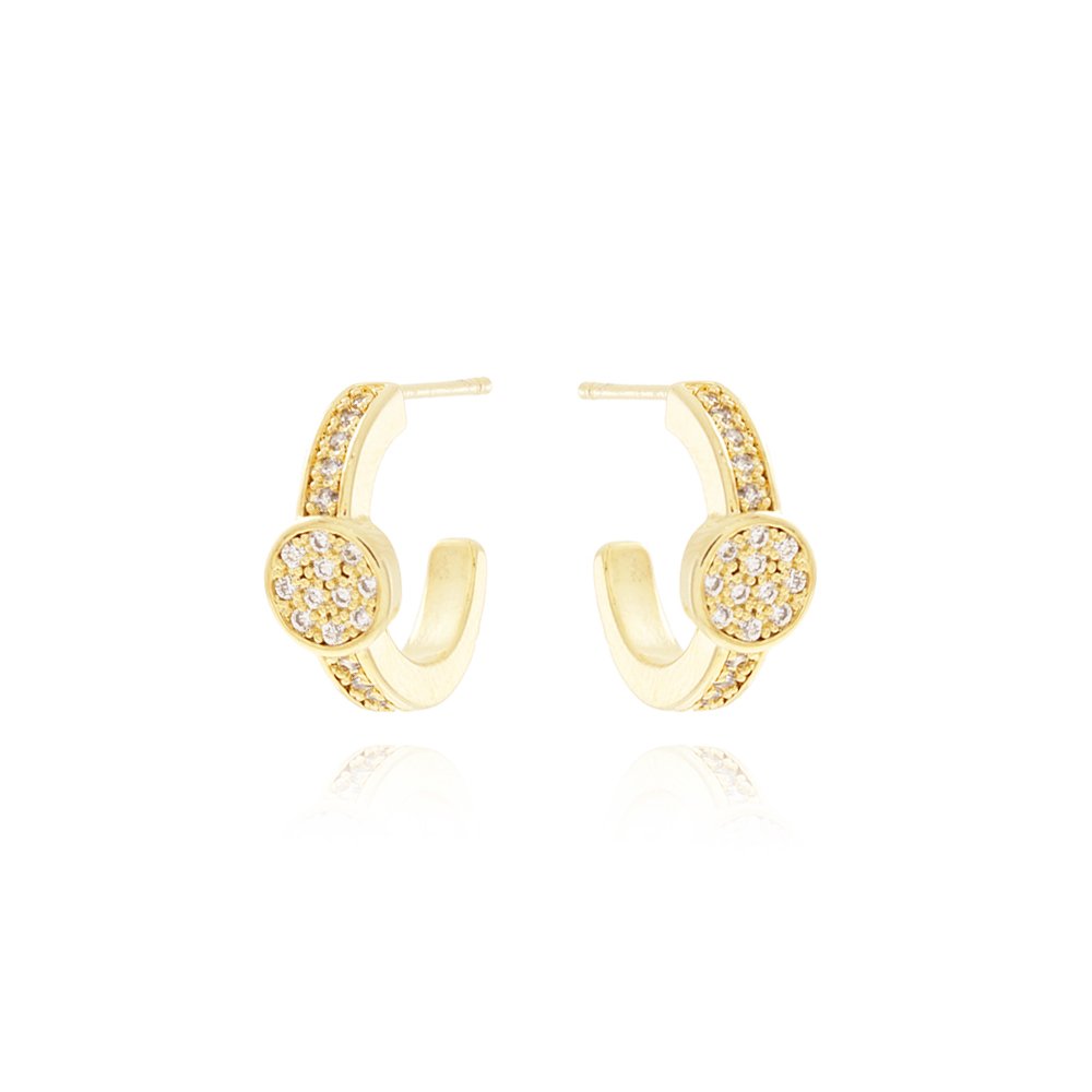 Brd-576-Do Brinco Meia Argola Cravejado De Zircônias.