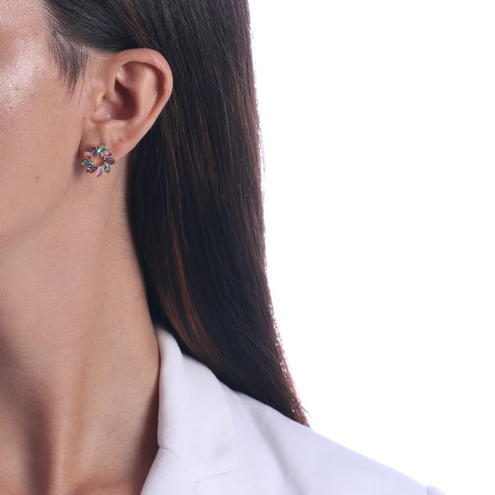 Brd-816-Do Brinco Floral Cravejado Colorido