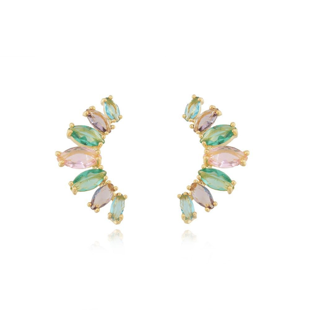 Brd-821-Do Brinco Ear Cuff Cravejado Colorido