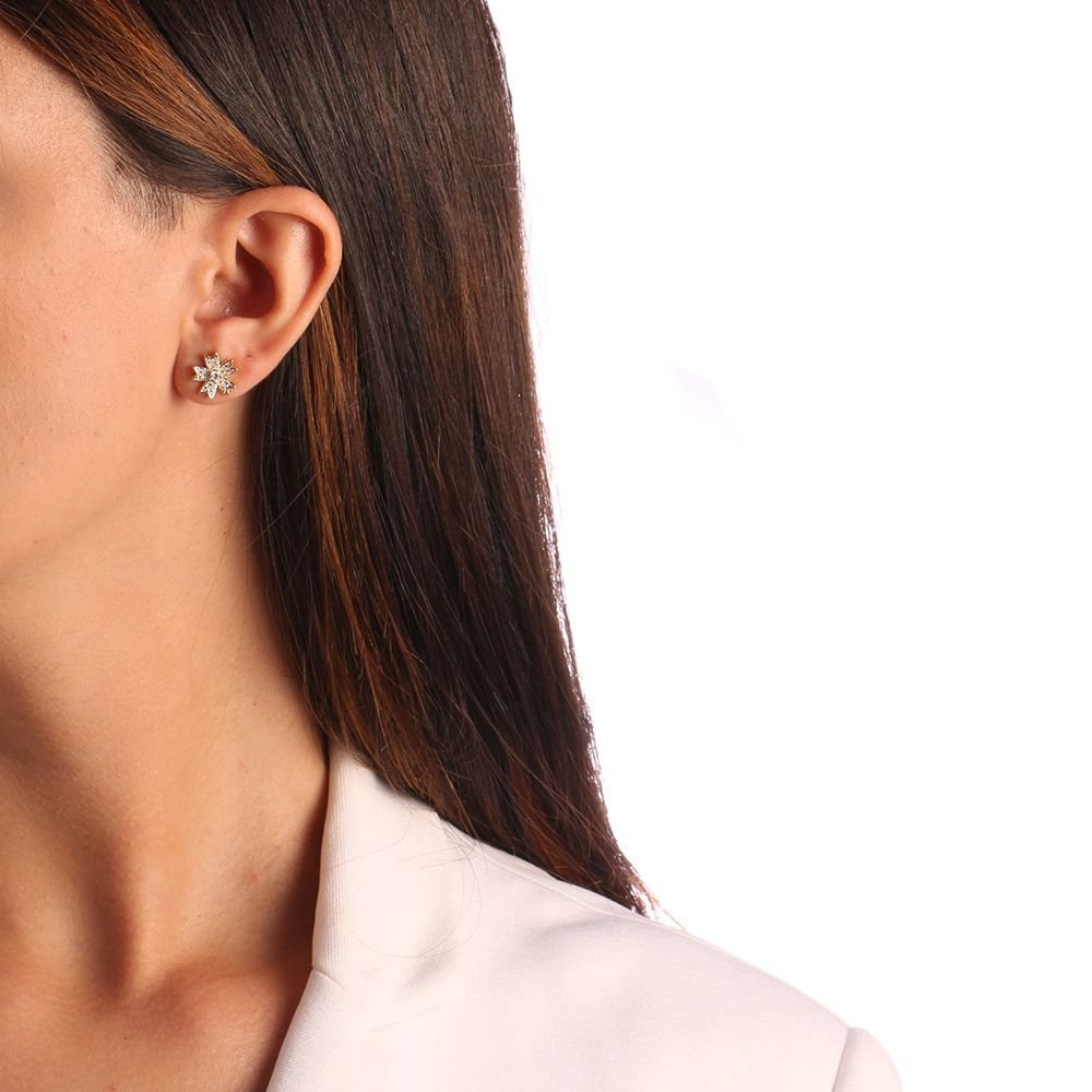 Brd-829-Do Brinco De Flor Cravejado Com Micro Zircônias