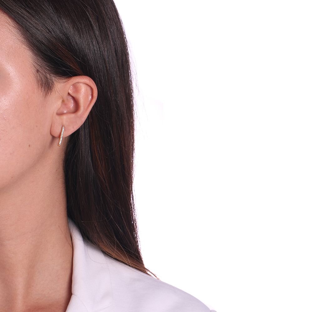 Brd-859-Do Brinco Argolinha Quadrada Com Coração Cravejado