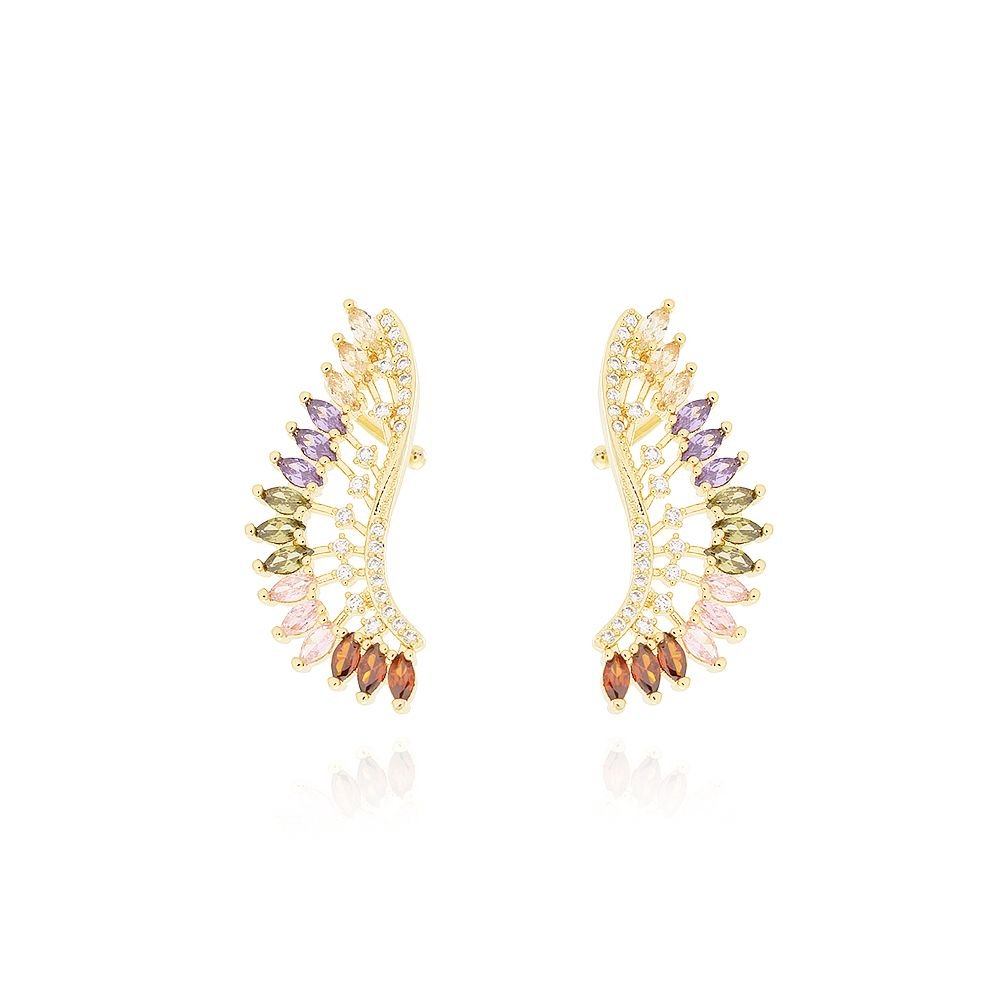 Brd-895-Do Brinco Ear Cuff Cravejado Colorido