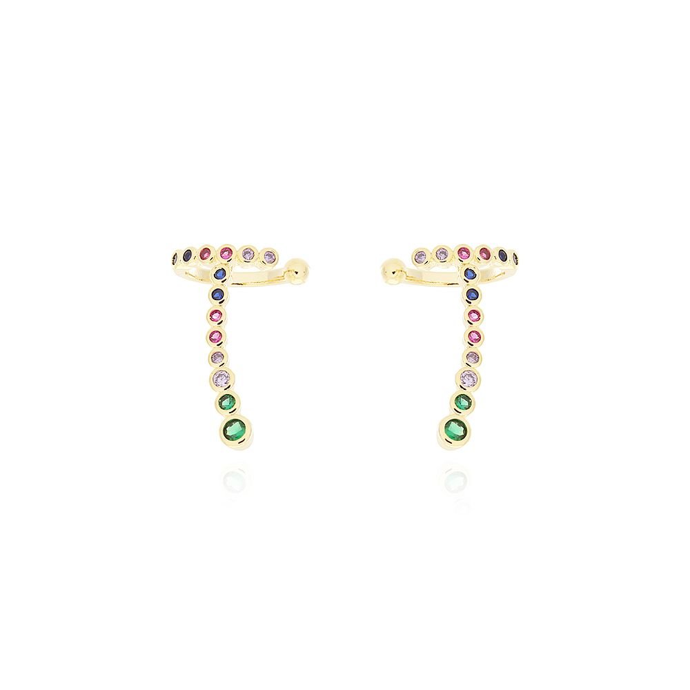 Brd-907-Do Brinco Ear Cuff Cravação Inglesa Colorido