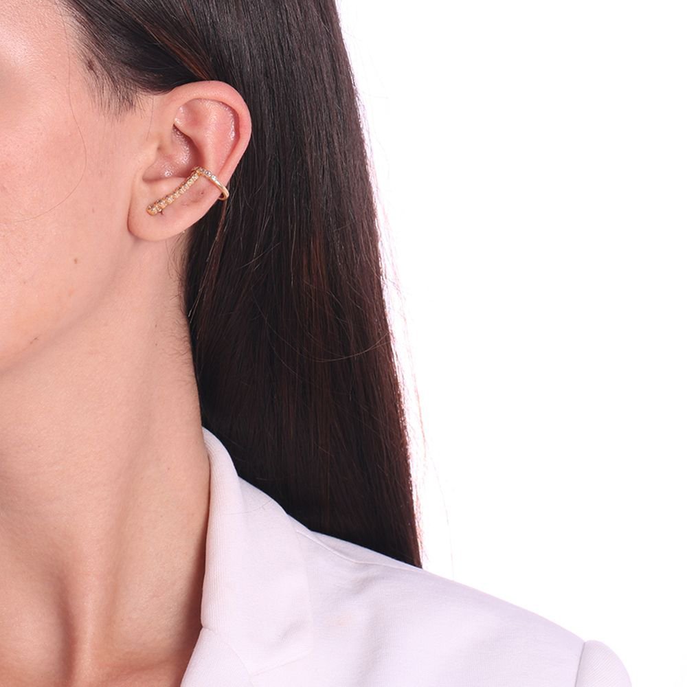 Brd-907-Do Brinco Ear Cuff Cravação Inglesa Cristal