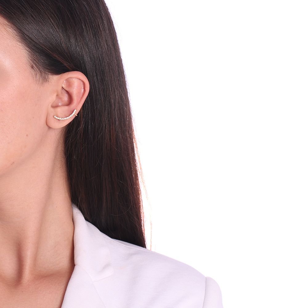 Brd-908-Fo Brinco Ear Cuff Cravejado Com Micro Zircônias Cristais