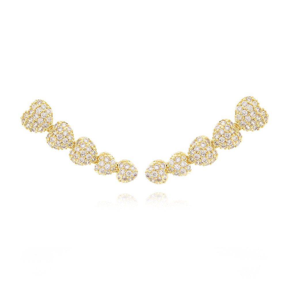 Brd-916-Do Brinco Ear Cuff De Coração Cravejado Cristal