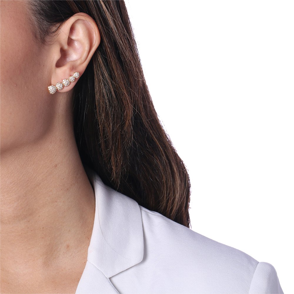 BRD-916-DO BRINCO EAR CUFF DE CORAÇÃO CRAVEJADO COLORIDO